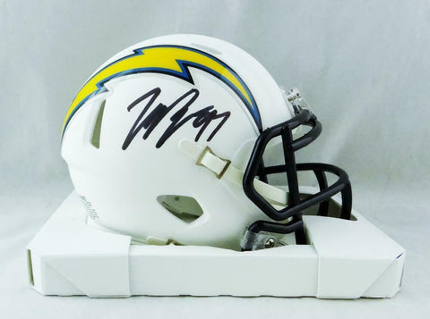 Joey Bosa Autographed LA Chargers Flat White Speed Mini Helmet - Beckett W Auth