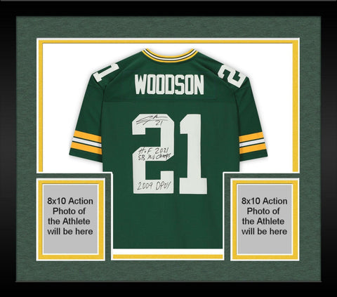 Frmd Charles Woodson Green Bay Packers Signed Green Rep Jersey & Inscs - LE 21