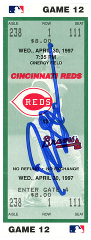 Deion Sanders Signed Cincinnati Reds 4/30/1997 vs Braves Ticket BAS 37199