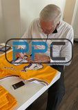 Lakers Jerry West "3x Inscribed" Signed Yellow M&N HWC Swingman Jersey BAS