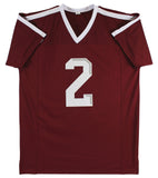 Texas A&M Johnny Manziel "2 Insc" Signed Maroon Pro Style Jersey BAS Witnessed