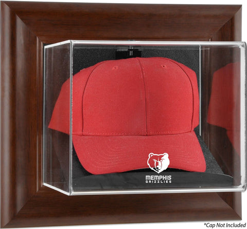 Memphis Grizzlies Team Logo Brown Framed Wall-Mountable Cap Display Case