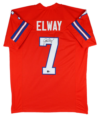 John Elway Authentic Signed Orange Pro Style Jersey Autographed BAS Witnessed