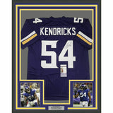 FRAMED Autographed/Signed ERIC KENDRICKS 33x42 Minnesota Purple Jersey JSA COA