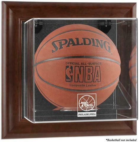 Philadelphia 76ers Brown Framed Wall-Mountable Basketball Case - Fanatics
