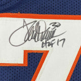 FRAMED Autographed/Signed TERRELL DAVIS 33x42 Blue Football Jersey JSA COA