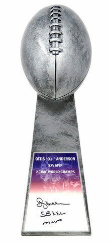 Ottis Anderson Signed Football Champion Replica Silver Trophy w/SB XXV MVP - SS