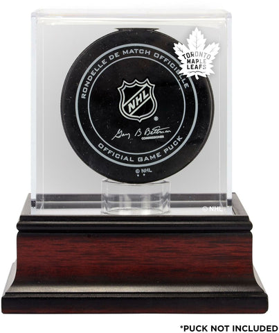 Toronto Maple Leafs (2016-Present) Mahogany Hockey Puck Logo Display Case