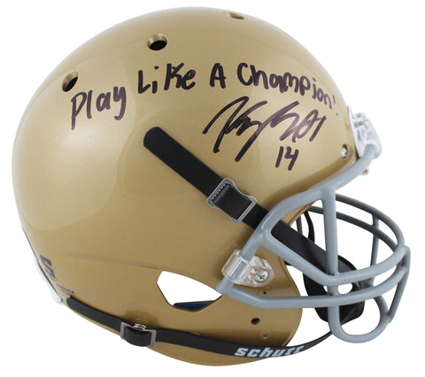 Notre Dame Kyle Hamilton "PLAC" Signed Schutt Full Size Rep Helmet BAS Witnessed