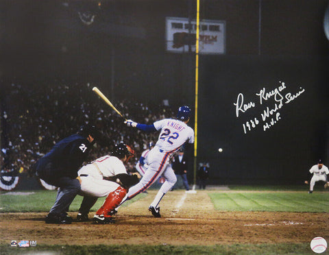 Ray Knight Signed Mets 1986 WS Batting 16x20 Photo w/1986 WS MVP -(SCHWARTZ COA)