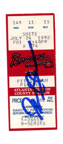 Deion Sanders Signed Atlanta Braves 7/24/1992 vs Pirates Ticket BAS 37261