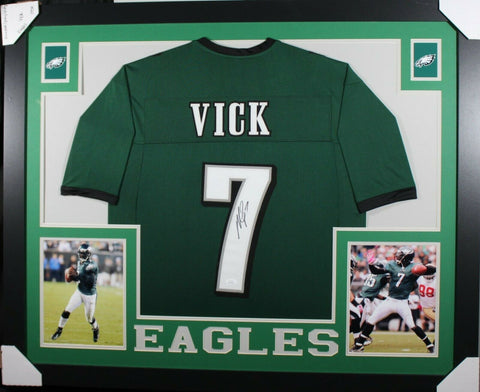 MICHAEL VICK (Eagles green SKYLINE) Signed Autographed Framed Jersey JSA