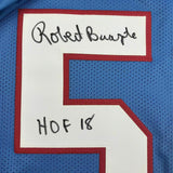 Autographed/Signed ROBERT BRAZILE "HOF 18" Houston Blue Football Jersey JSA COA