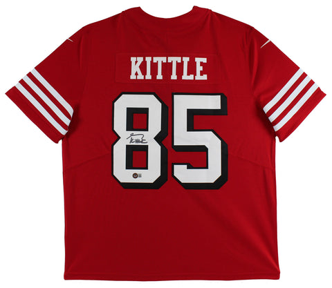 49ers George Kittle Authentic Signed Red Nike Elite Jersey BAS Witnessed