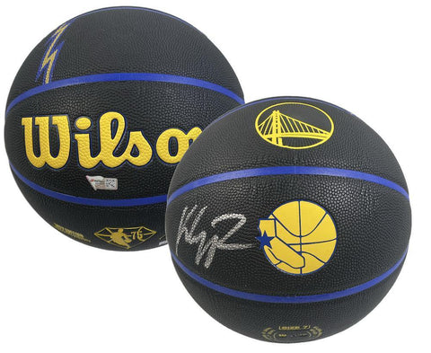 KLAY THOMPSON Autographed Warriors 2021 City Edition Wilson Basketball FANATICS