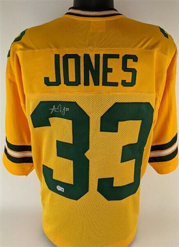 Aaron Jones Signed Green Bay Packers Throwback Jersey (Beckett) 2020 Pro Bowl RB