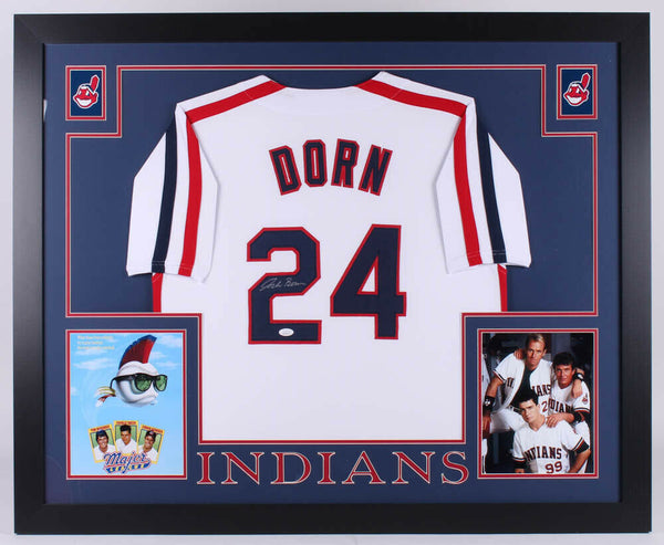 Corbin Bernsen Signed "Major League" Cleveland Indians 35x43 Framed Dorn Jersey
