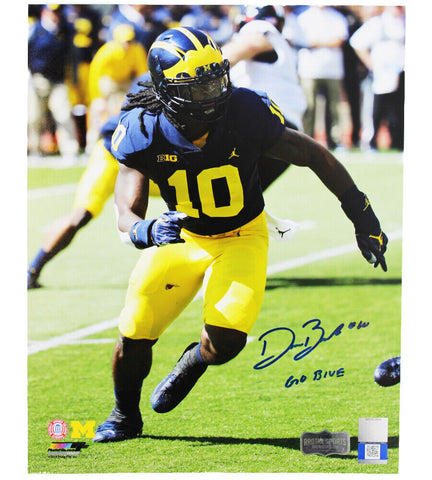 Devin Bush Signed Michigan Wolverines 8x10 Photo-Running- "Go Blue" Inscription