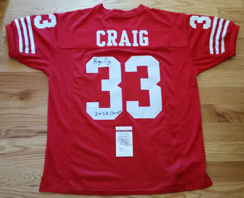 Roger Craig Autographed/Signed San Francisco 49ers Jersey w/ 3 time insc JSA COA