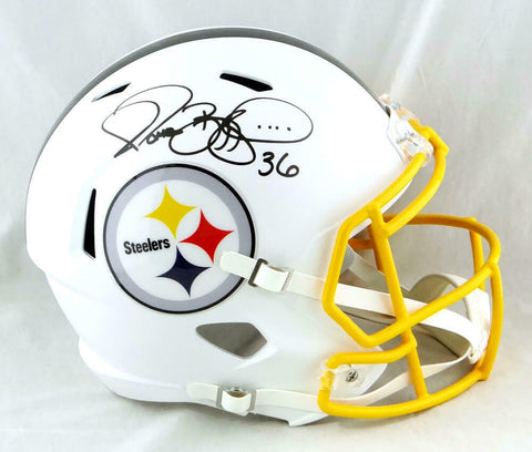 Jerome Bettis Autographed Steelers F/S Flat White Speed Helmet- Beckett W Auth