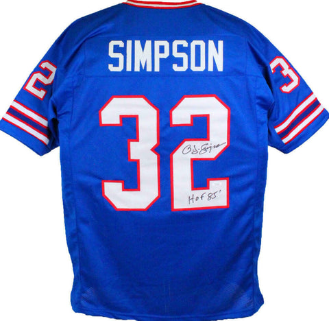 OJ Simpson Autographed Blue Pro Style Jersey w/ HOF- JSA W *Black