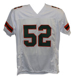 Ray Lewis Autographed/Signed College Style White XL Jersey BAS 31489