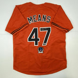 Autographed/Signed JOHN MEANS Baltimore Orange Baseball Jersey Beckett BAS COA
