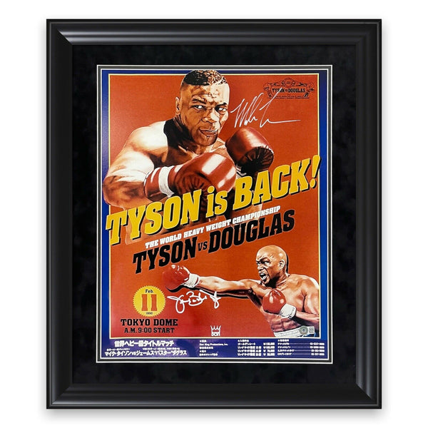 Mike Tyson & Buster Douglas Signed Autographed 16x20 Photo Framed to 20x24 NEP