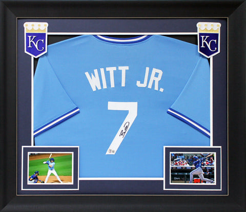 Bobby Witt Jr. Authentic Signed Blue Pro Style Framed Jersey BAS Witnessed