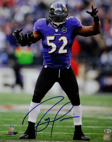 Ray Lewis Signed Ravens 16x20 PF In Purple Jersey Photo - Beckett Auth *Blue