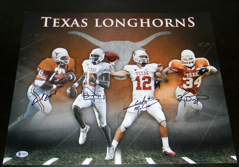 EARL CAMPBELL RICKY WILLIAMS VINCE YOUNG COLT McCOY SIGNED TEXAS 16x20 PHOTO BAS