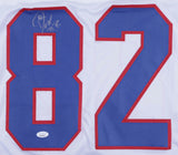 Don Beebe Signed Buffalo Bills White Jersey (JSA COA) Super Bowl XXXI Champ W.R.