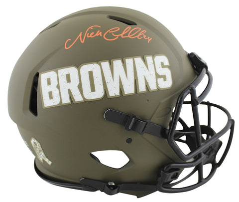 Browns Nick Chubb Signed Salute To Service Full Size Speed Proline Helmet BAS W