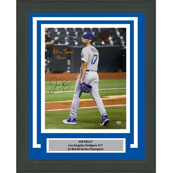 Framed Autographed/Signed Joe Kelly Inscribed LA Dodgers 16x20 Photo PSA/DNA COA