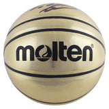 Lakers Magic Johnson & Shaquille O'Neal Signed Gold Molten Basketball BAS Wit