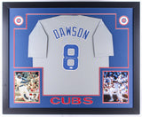 Andre Dawson Signed Chicago Cubs 35x43 Custom Framed Gray Road Jersey (JSA COA)
