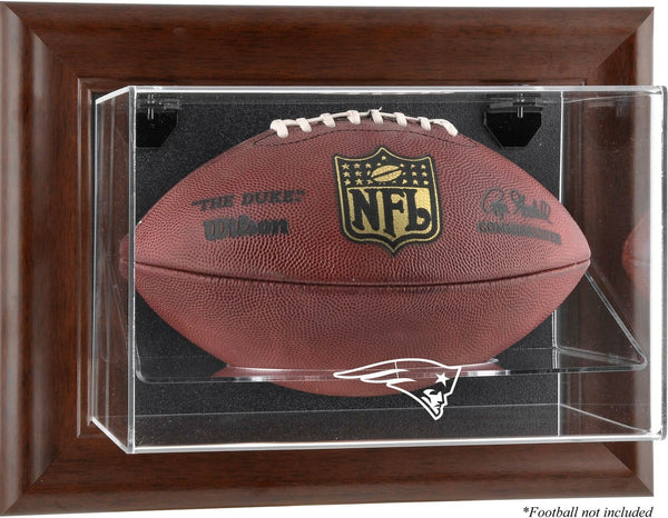 New England Patriots Brown Framed Wall Mounted Logo Football Case - Fanatics