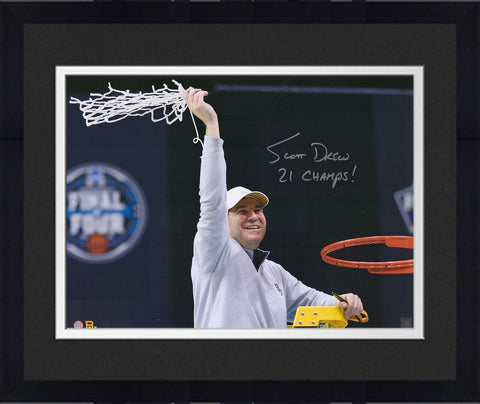 FRMD Scott Drew Baylor Bears Signed 16x20 Nets Photograph with "21 Champs" Insc