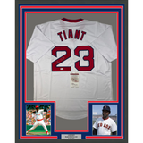 Framed Autographed/Signed Luis Tiant 33x42 Boston Red Sox White Jersey JSA COA