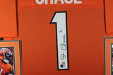 JA'MARR CHASE (Bengals orange SKYLINE) Signed Autographed Framed Jersey Beckett