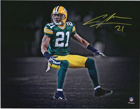 Charles Woodson Green Bay Packers Signed 11x14 Green Jersey Spotlight Photograph