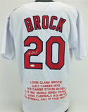 Lou Brock Signed St. Louis Cardinals 'The Franchise' Stat Jersey (JSA COA)