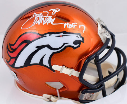 Terrell Davis Signed Denver Broncos Flash Speed Mini Helmet w/HOF- BeckettW Holo