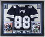 Michael Irvin Signed Dallas Cowboys 35x43 Custom Framed Blue Jersey (JSA COA)