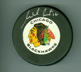 Michel Goulet Signed Chicago Blackhawks Hockey Puck (Sports Integrity COA)