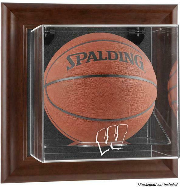 Wisconsin Badgers Brown Framed Wall-Mountable Basketball Display Case - Fanatics
