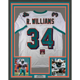 Framed Autographed/Signed Ricky Williams 33x42 Miami White Jersey JSA COA