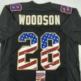 Autographed/Signed DARREN WOODSON Dallas USA Black Football Jersey JSA COA Auto