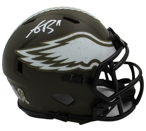 AJ Brown Signed Philadelphia Eagles Speed Salute to Service NFL Mini Helmet