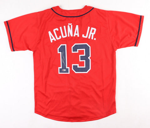 Ronald Acuna Jr Signed Atlanta Braves Jersey (USA SM) 2018 N.L. Rookie o/t Year
